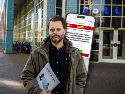 dennis-voor-politiebureau-na-aangifte.gif